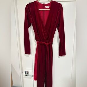 Lovers + Friends Deep Red Velvet Robe